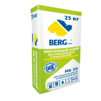 Клей монтажный  для минераловатных и пенополистироловых плит BERGhome MK35  25кг